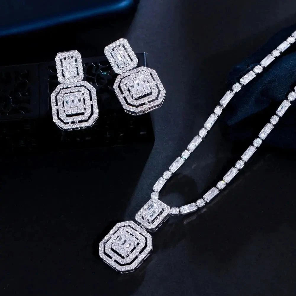 Elegant HAFIZ AND CO luxury bridal jewelry set featuring intricate necklace, earrings, and matching accessories for special occasions.
