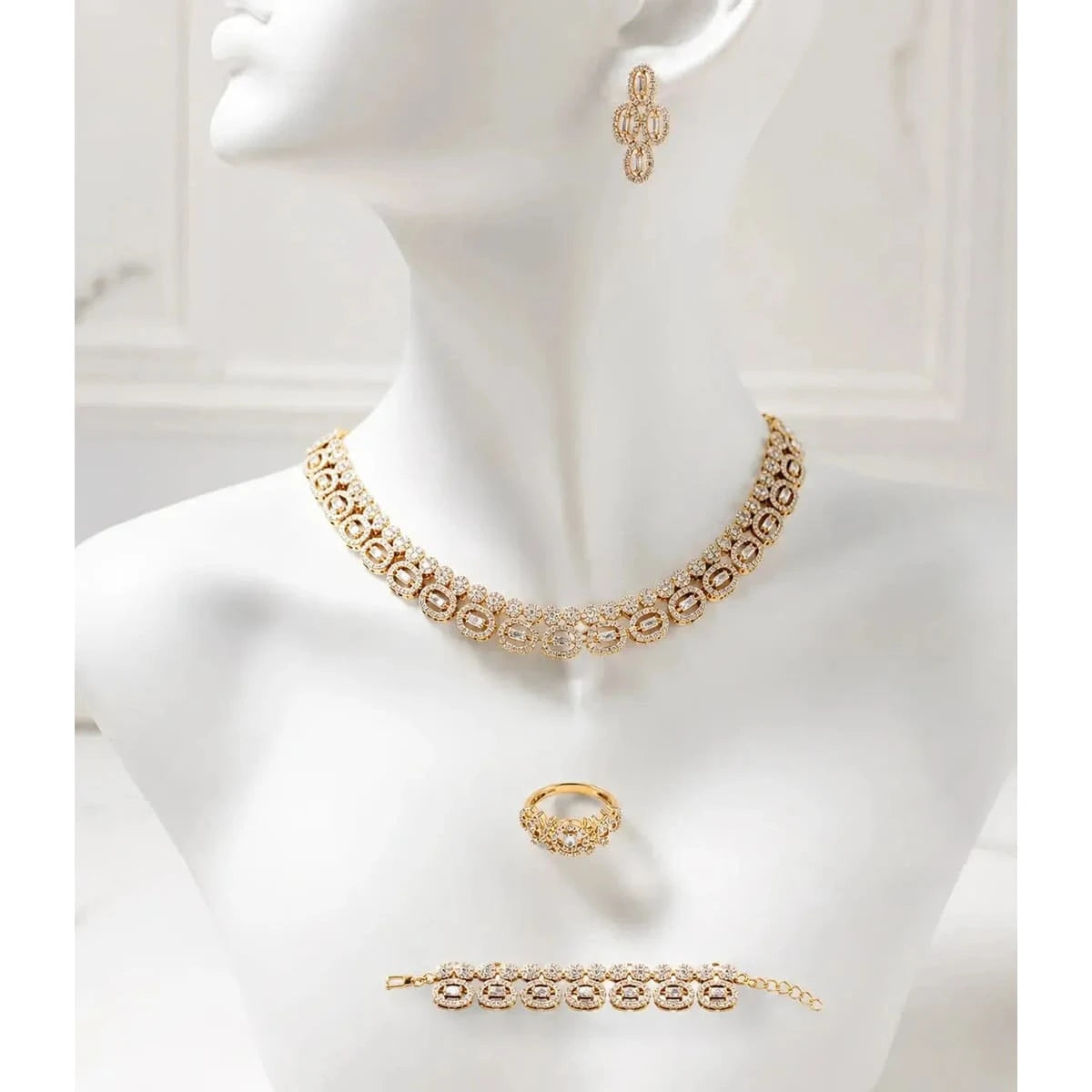 Elegant HAFIZ AND CO l jewelry set for women featuring matching necklace and earrings in a sophisticated design.