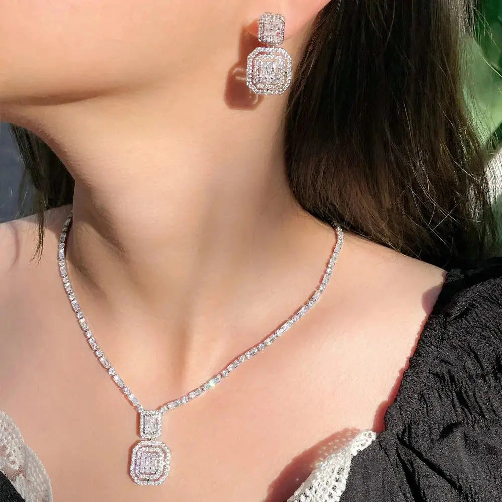 HAFIZ AND CO luxury bridal jewelry set featuring intricate necklace, earrings, and bracelet for elegant wedding look