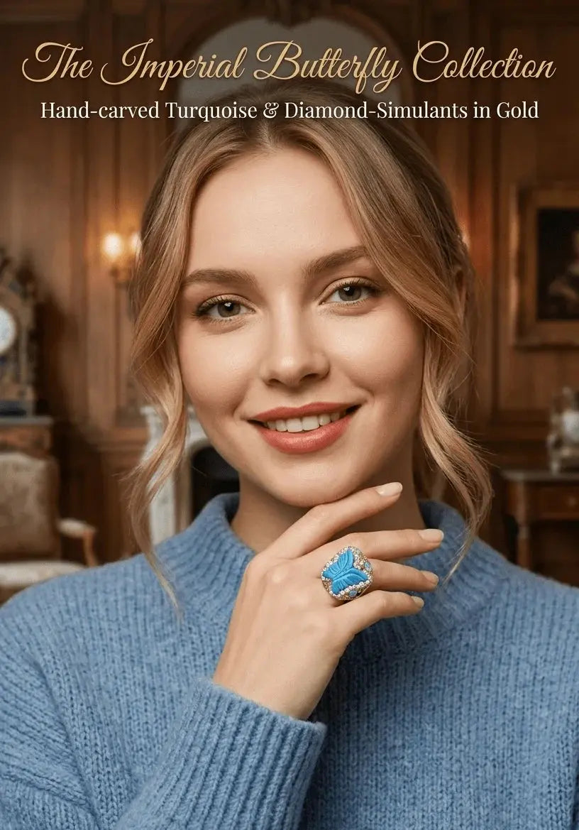 HAFIZ AND CO Butterfly Crystal Ring featuring a delicate butterfly design with sparkling crystals on a sleek band.