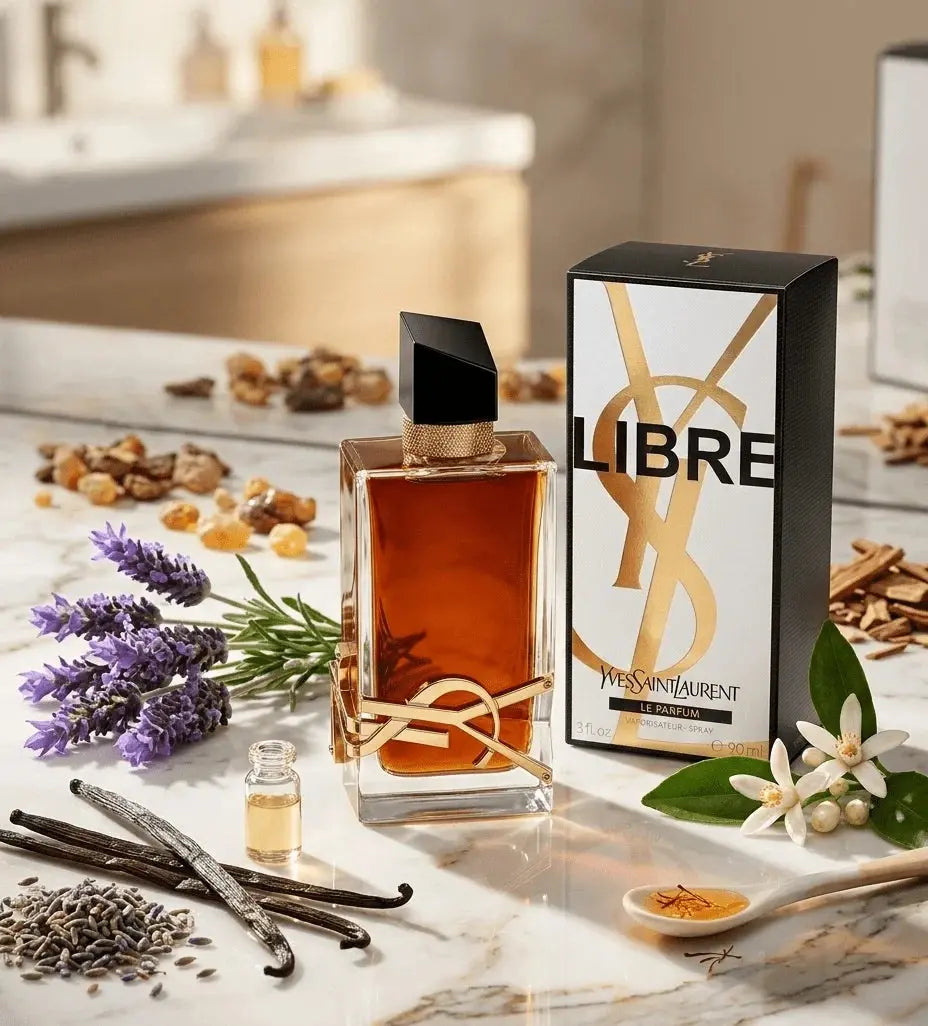 Yves Saint Laurent Libre Le Parfum 100ml bottle, elegant scent by Yves Saint Laurent, displayed in a retail setting.