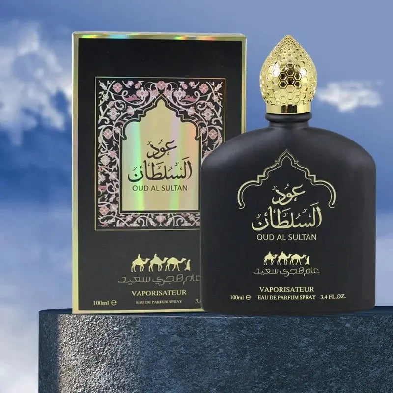 Zambeel Best Oud perfumes, Middle Eastern scents in elegant black bottles, showcasing luxurious fragrance packaging.