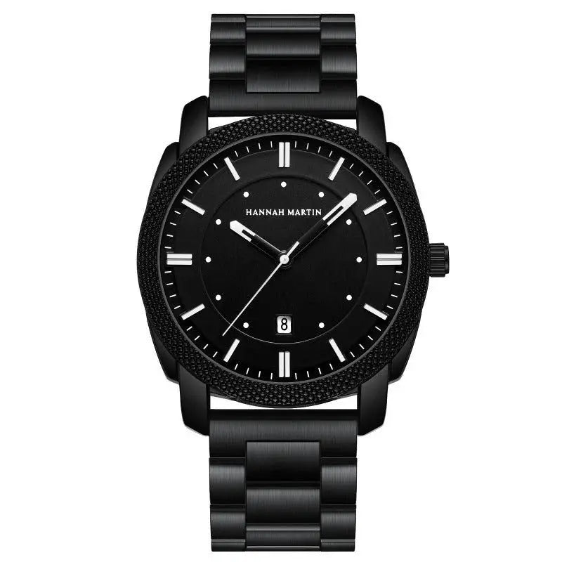 Men's stainless steel watch by Zambeel, featuring a sleek round dial and metal bracelet on a white background.