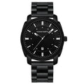 Men's stainless steel watch by Zambeel, featuring a sleek round dial and metal bracelet on a white background.