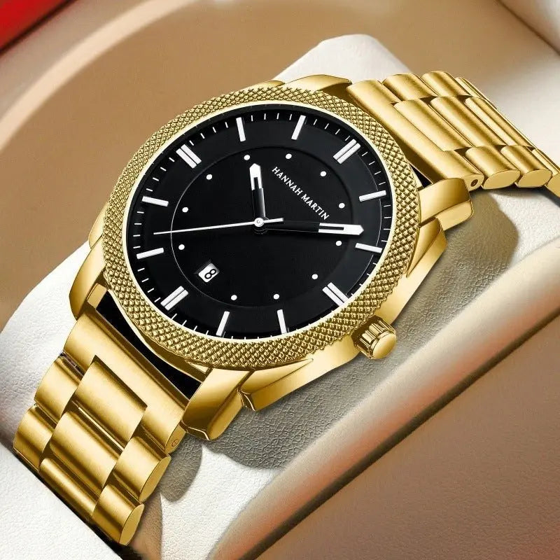 Men's stainless steel watch by Zambeel featuring a sleek round dial and metal bracelet.