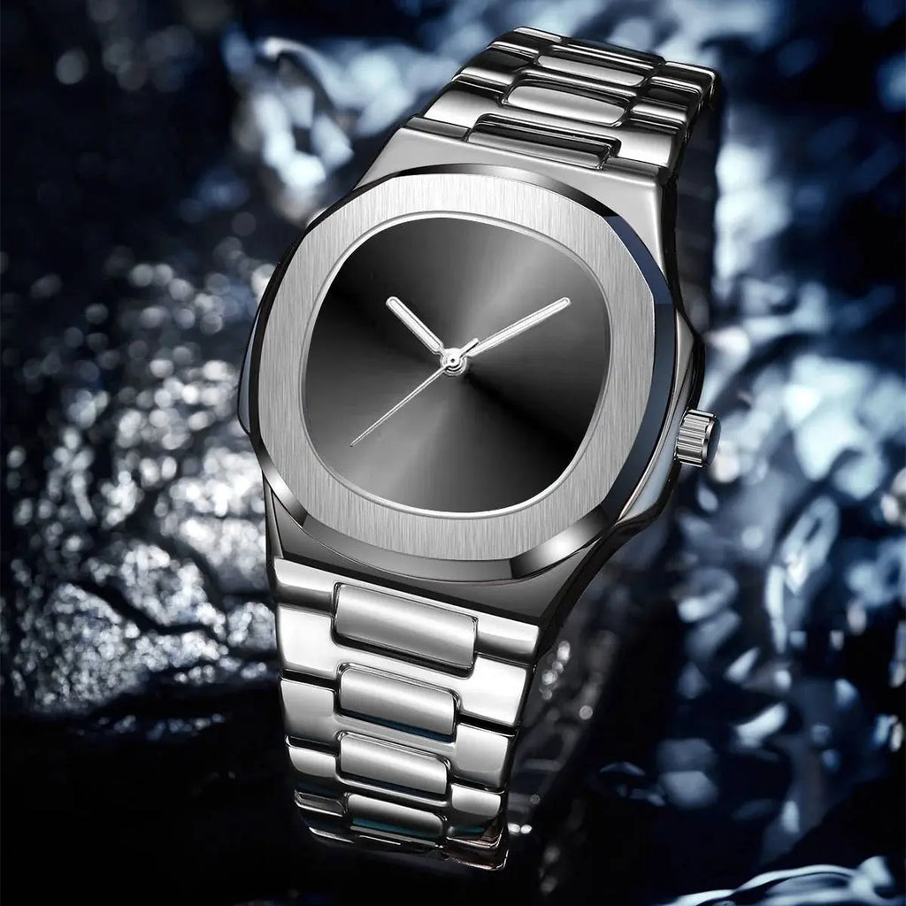 Black Zambeel waterproof quartz watch with a sleek dial and durable strap, designed for everyday wear and water resistance.