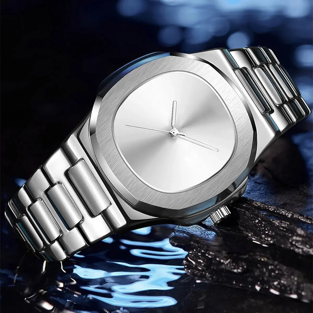Black Zambeel waterproof quartz watch with a sleek round dial and durable strap, designed for everyday wear.