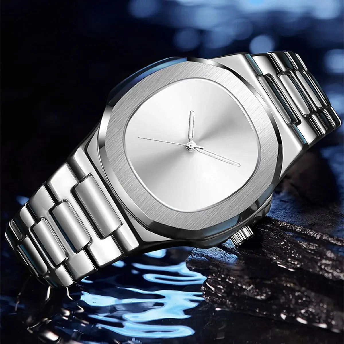 Black Zambeel waterproof quartz watch with a sleek round dial and durable strap, designed for everyday wear.