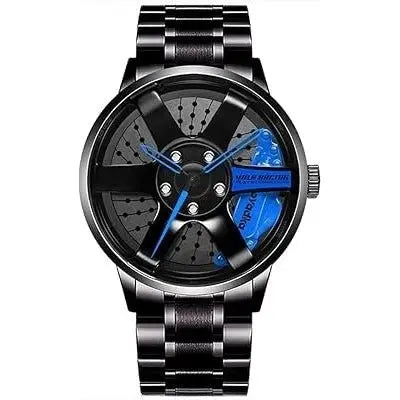 Zambeel SMAIER wrist watch with black strap and round dial, featuring minimalist design and silver accents.