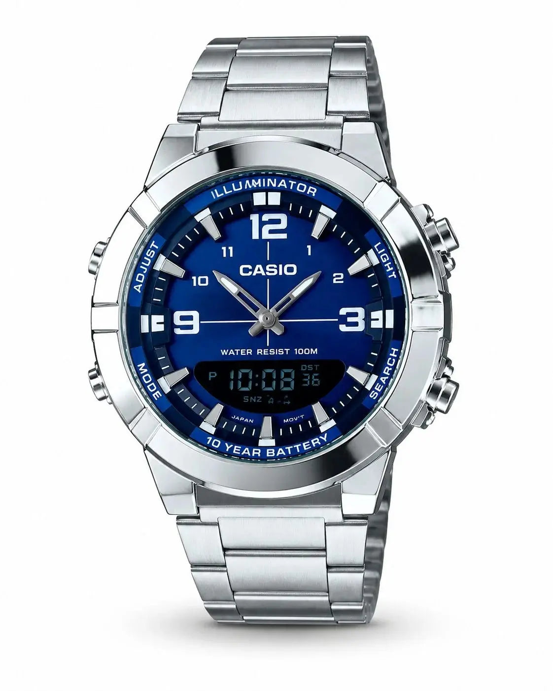 Green Zambeel Casio Illuminator watch with digital display and luminous dial, featuring a sporty design and adjustable strap.